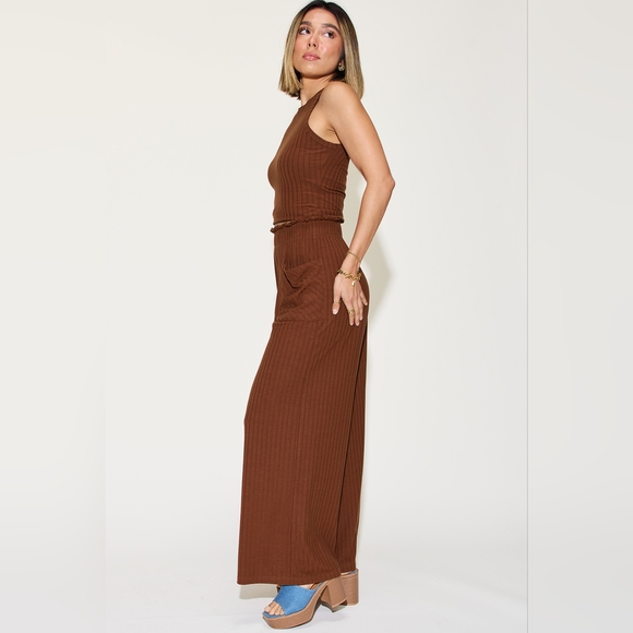 Basic Bae Full Size Ribbed Tank and Wide Leg Pants Set - Picture 3 of 5